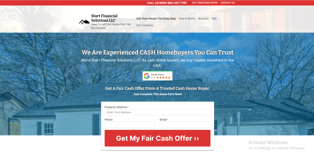 investor carrot landingpage design for Cash home buyer in USA